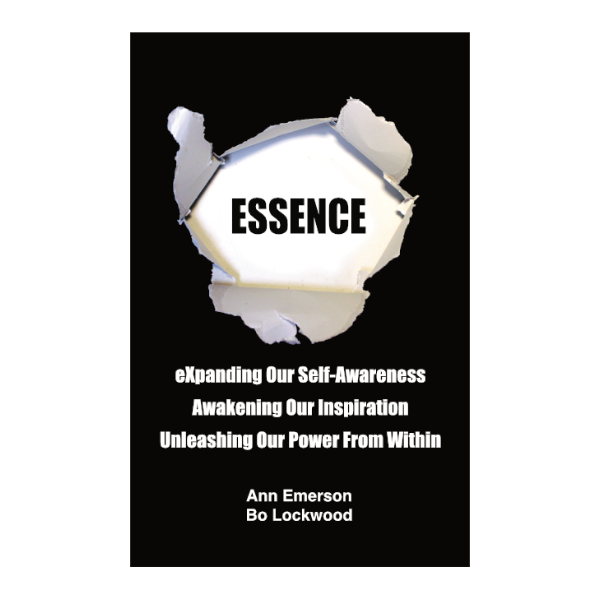 ESSENCE book cover by Ann Emerson and Bo Lockwood, with the title revealed through torn black paper